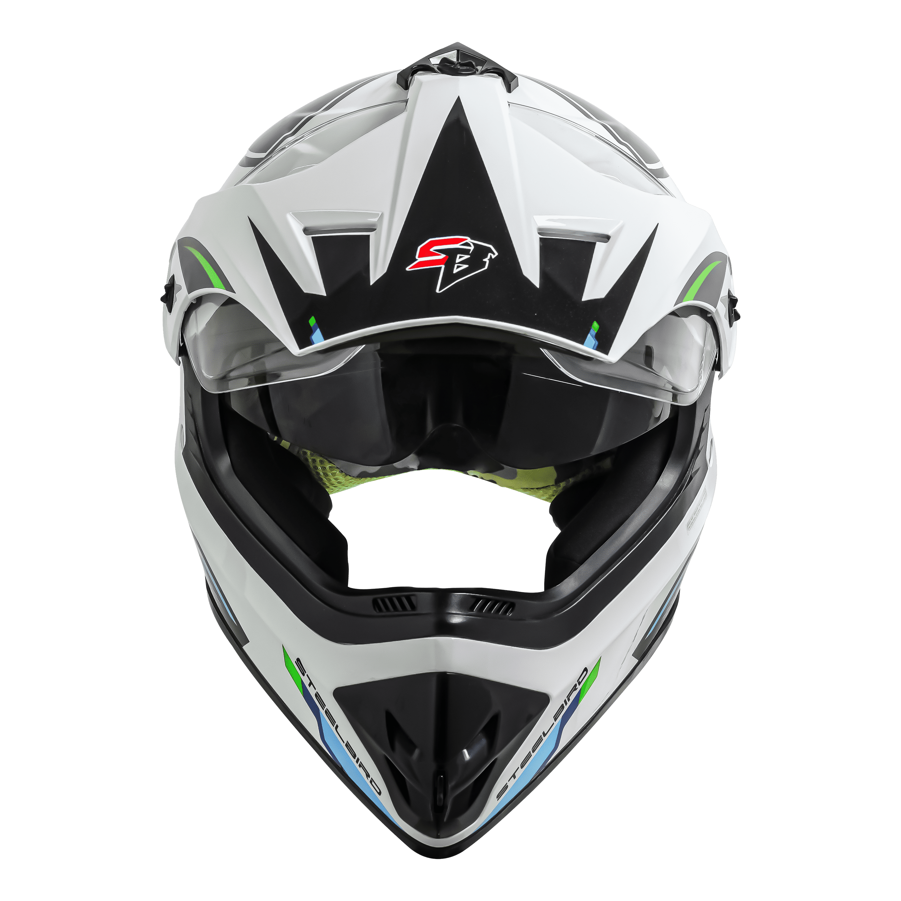 SBH-13 ISS RACER GLOSSY WHITE WITH GREEN